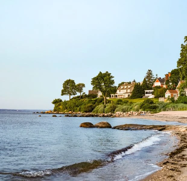 Coastal homes along the shoreline in the Baldwin County and Mobile service area